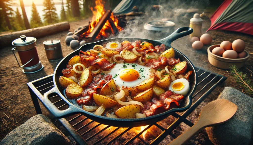 Camping-Pfanne mit Bratkartoffeln