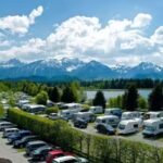 Camping Hopfensee Campingplatz aus der Vogelperspektive mit Alpenblick 150x150