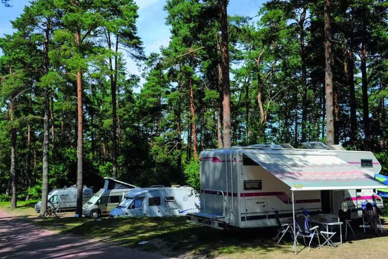 Campingpark Havelberge Wohnwagenstellplatz auf dem Campingplatz zwischen Baeumen 1 768x512