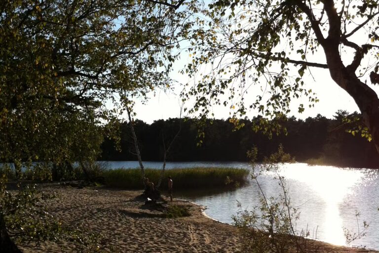 Campingplatz Am Tonsee Badestrand des Campingplatzes mit Campern auf dem Strand 768x512