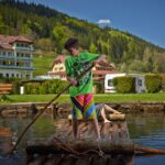 Family Resort Kleinenzhof Campinggaeste auf einer schwimmenden Plattform an der Enz 150x150